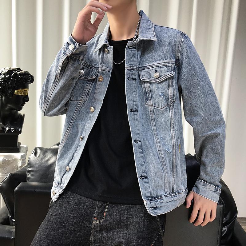 Japanese Harajuku Men's Slim Retro Denim Jacket Top Casual Korean Version