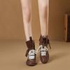 Модный Совершенно Новый Большой Размер 40 Спортивный Винтажный Боксерские Ботинки Женская Обувь 2025 Мода Шнуровка Плоская Удобная Обувь для Ходьбы Кроссовки Ботильоны