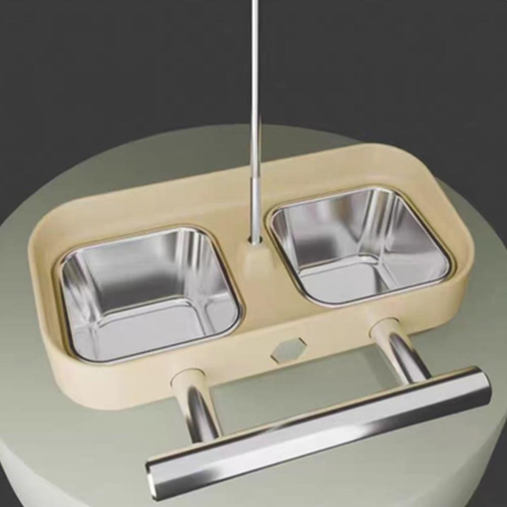 Double Bowl Bird Cage Feeder Large Capacity Bird Food Bowl Bird Water Bowl for Small Medium Birds