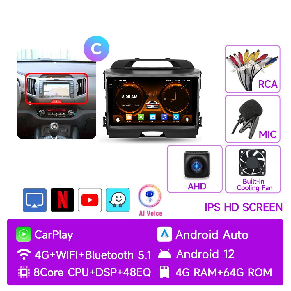 JIUYIN AI Голосовое 2 din Android Авто Радио Для KIA Sportage 3 2010-2016 Carplay 4G Авто Мультимедиа GPS 2din автомагнитола