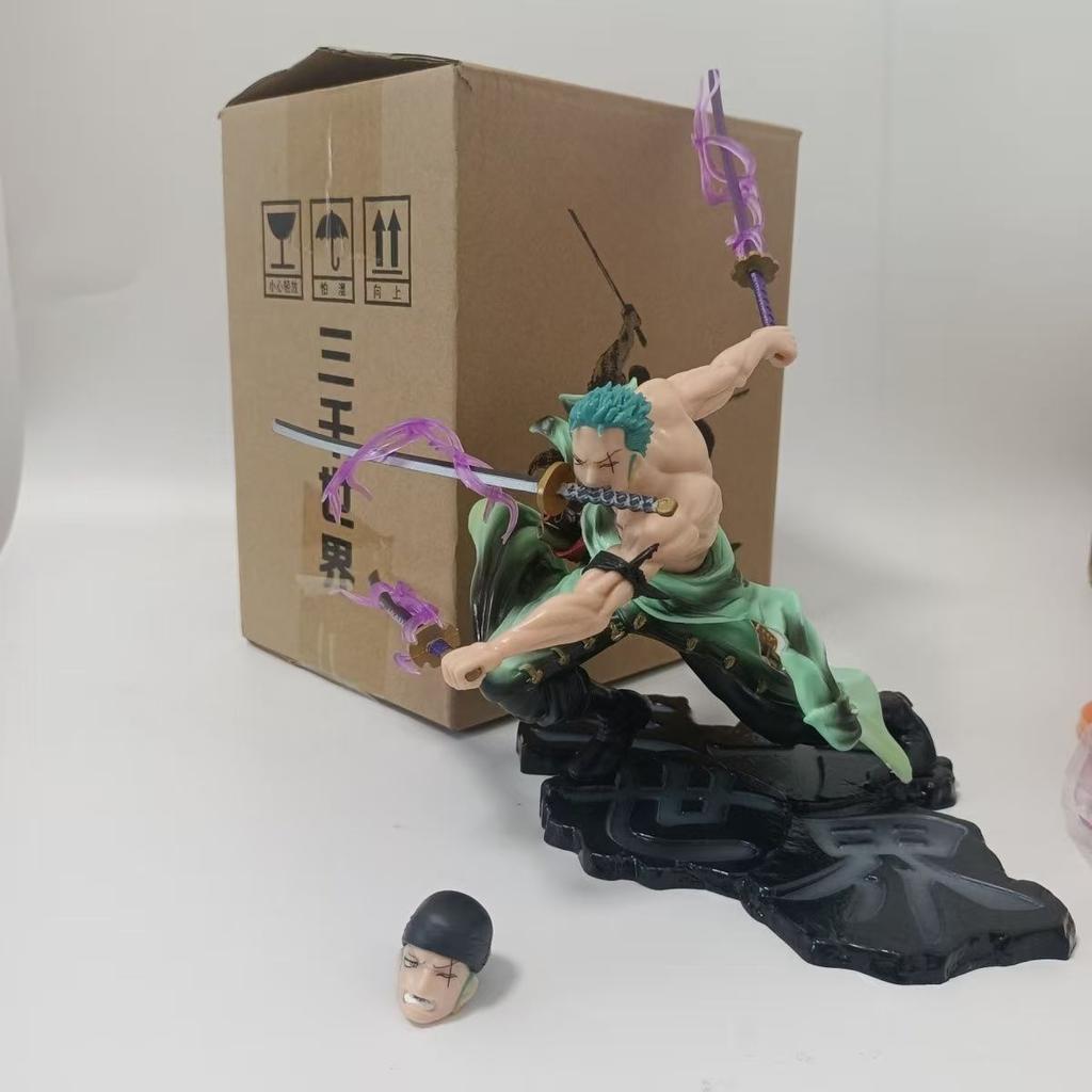 JT studio Same style One Piece 9.84in/25cm Roronoa Zoro Sitting Three Thousand Worlds double Head PVC Mode Toys Gifts