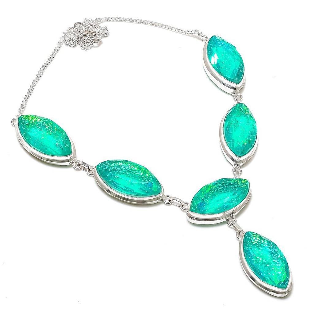 Australian Triplet Opal Necklace 18" Adjustable Chain Marquise Cut Gemstone Gift