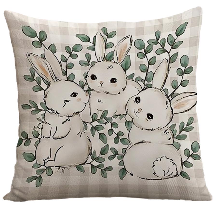Плюшевая наволочка с принтом пасхального кролика и яиц - Праздничный чехол на диванную подушку