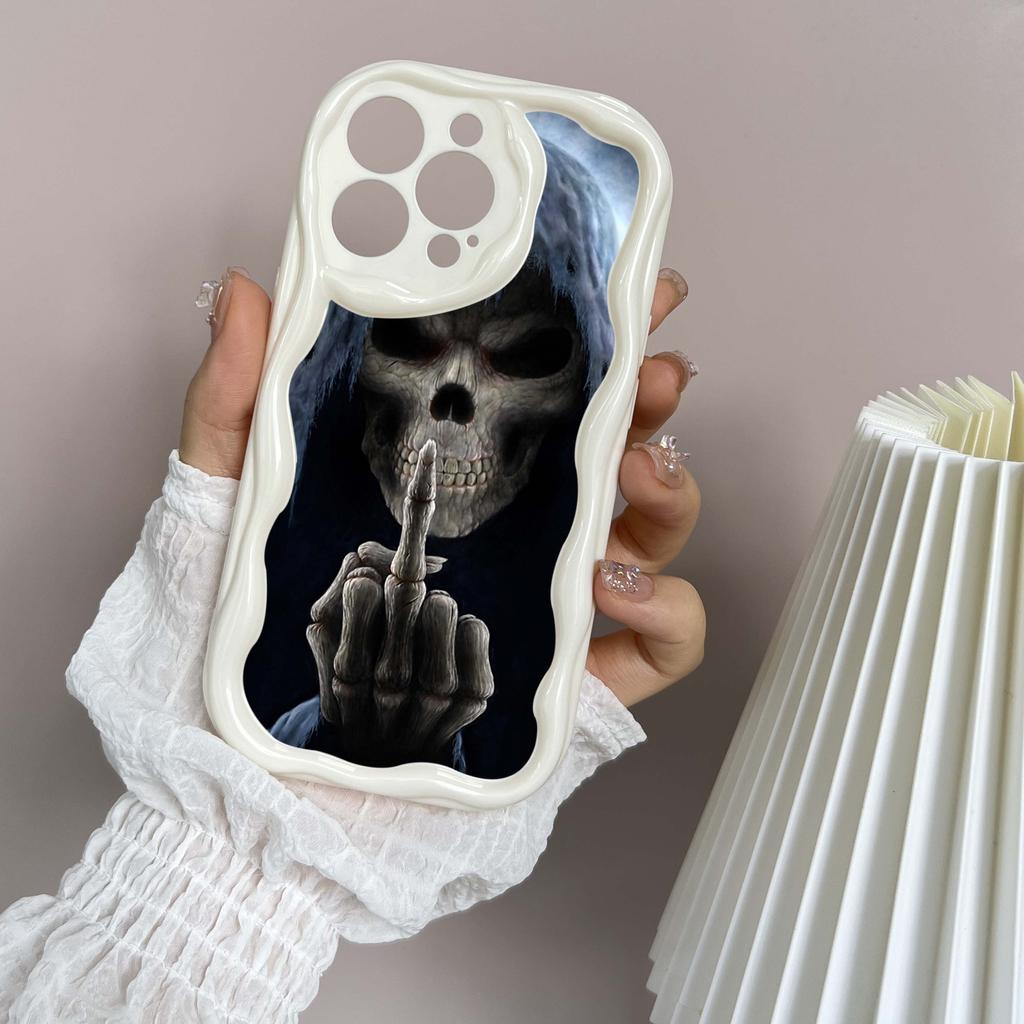 N44 Death Prayer Grim Skull Волнистый чехол для телефона для iPhone 15 14 13 Pro Max Samsung S24 S23 Ultra A54 A14 A34 Xiaomi Redmi 13C Huawei Мягкая задняя крышка