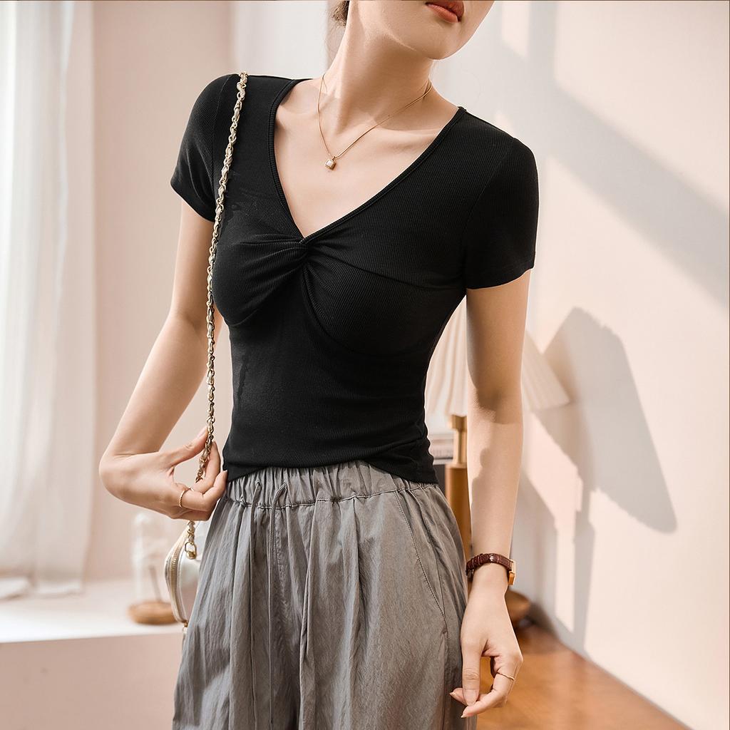 Футболка с рукавами женская с высокой талией, короткая, летняя, новая, нижняя часть рубашки, верхняя часть