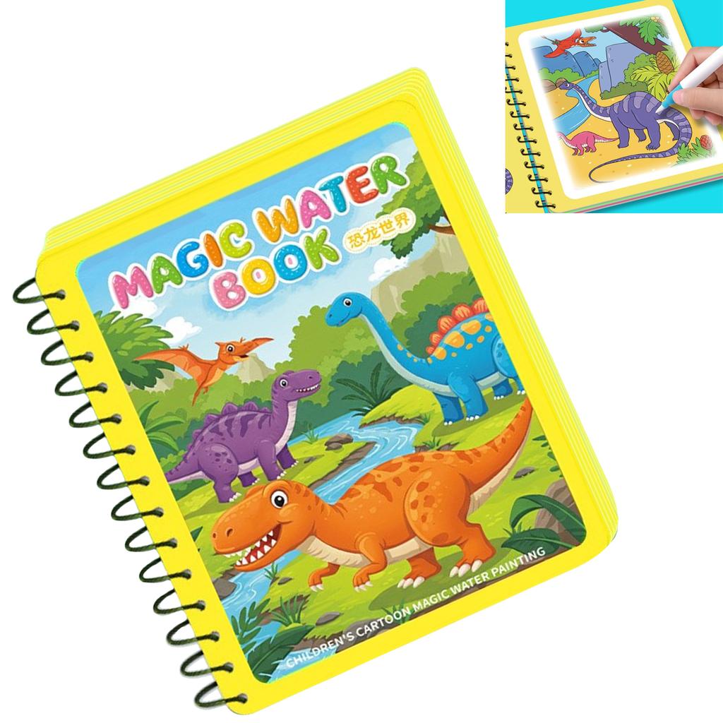 Children Early Educational Water Drawing Book and Water Pen Set Reusable Cartoon Coloring Magic Book for Kids Travel Use