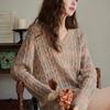 Mishow Вязаная блузка для женщин, осень 2023, новая мода в полоску, свободный свитер с v-образным вырезом и длинным рукавом, повседневный женский свитер MXC41Z0146