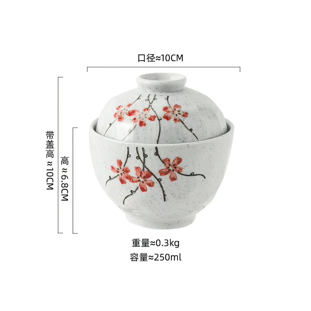 Ceramic Stew Pot Soup Bowl Tableware Lid 230ML Stew Cup Dinnerware Egg Cup Household Kitchen Supplies Eco-friendly Snack Bowl
