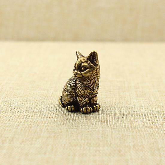 Ретро фигурки кошек, маленькая медная статуя кошки, украшение, модель животного, фигурка, игрушка для домашнего декора комнаты, стола