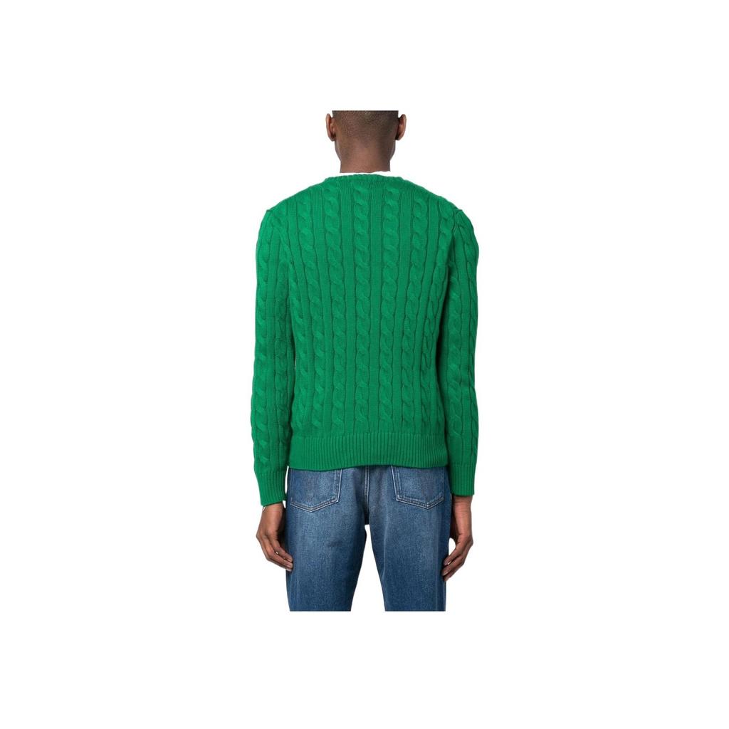 Polo Ralph Lauren Ss22 Solid Color Logo Embroidered Cable Knit Sweater Men Sweater Green 710775885-042
