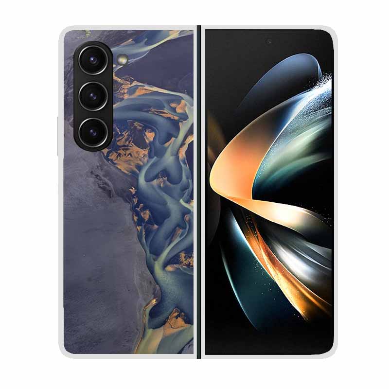 For Samsung Galaxy Z Fold 5 ZFold5 Cases Marble Transparent Shockproof Protection Hard Back Cover For Samsung Z Fold 5 5G Cases