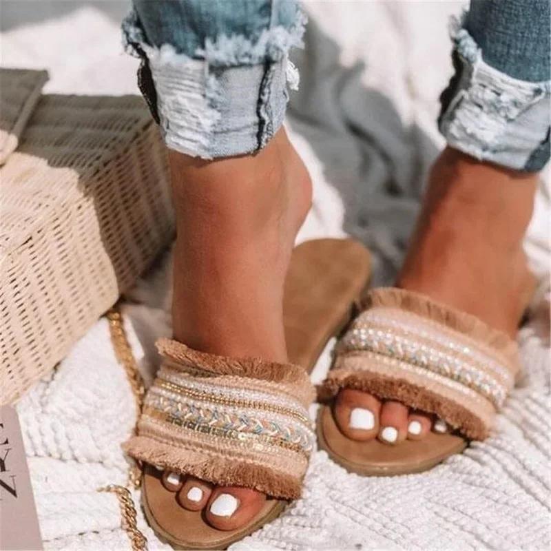 Your Bestfashion Women's Flat Bottom Fashion One Word Slippers Womens Shoes Comfort Summer Outdoor Beach Luxury Sandals Women Designers