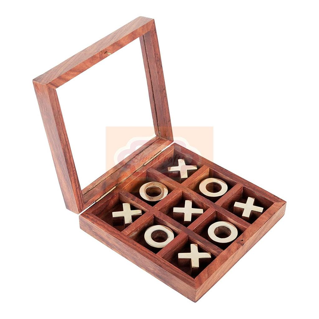 Shriji Crafts ручной работы деревянный набор для игры в крестики-нолики с латунными инкрустациями классическая настольная игра для всех возрастов подарки на Рождество Новый год