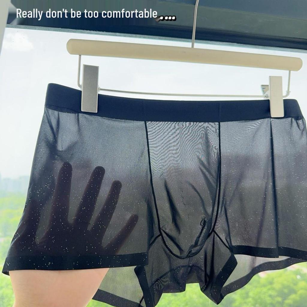 Антибактериальные мужские боксеры из ледяного шелка с гипсофилой 10А - 50 г Прозрачная плавающая маска