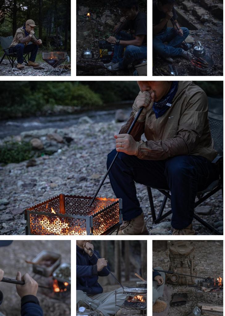 CAMPINGMOON Воздуходувка для костра, Разборная, Компактная, Зажигалка для огня, Мехи, Соло-бластер, Черное снаряжение BKMS-43