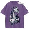 Unisex Washed Black Vintage T  Shirt Catfish High  Quality Fabric for Home Leisure Travel Shopping
