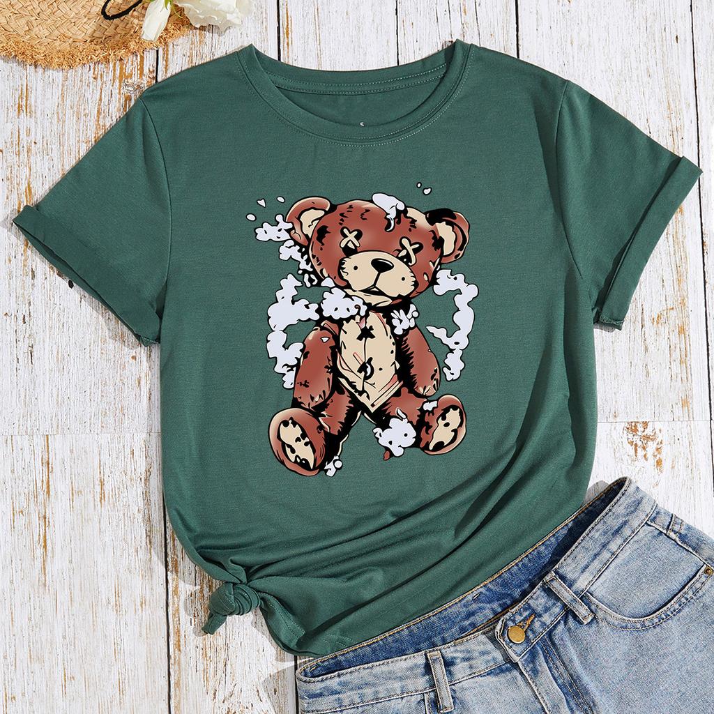 Хлопковая футболка Naughty Bear с коротким рукавом и круглым вырезом для женщин, топы с 2D-принтом