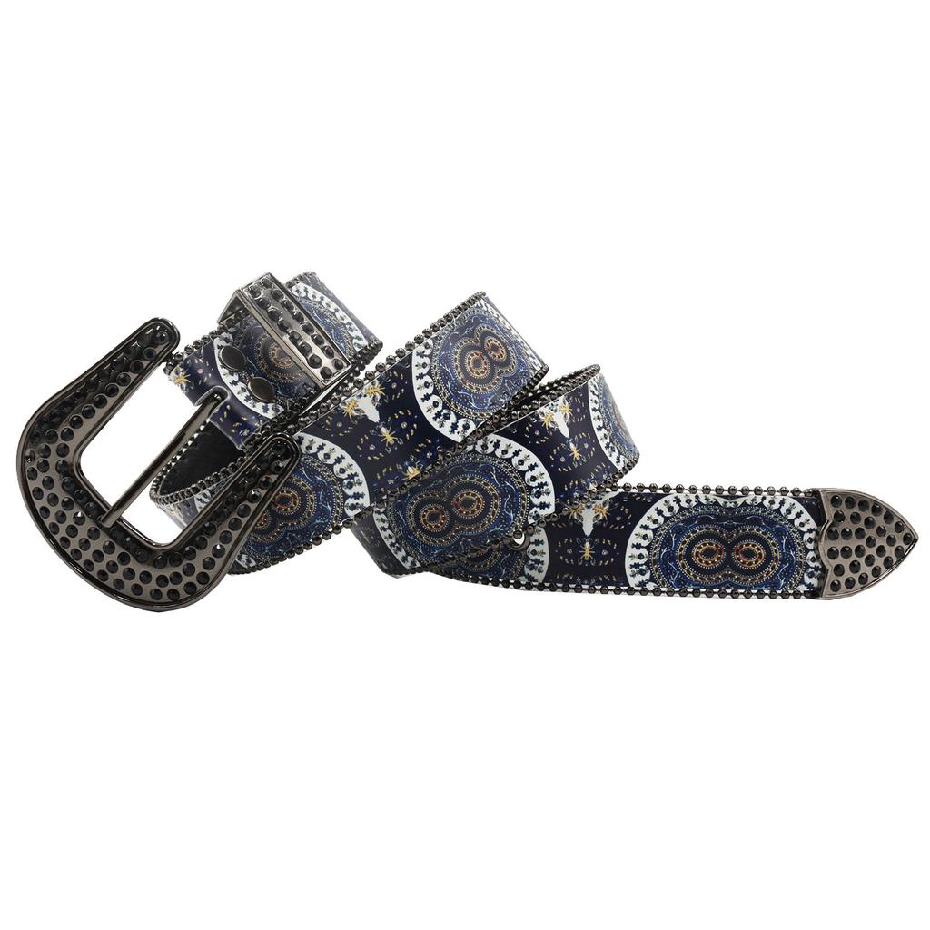 Готический дизайн, полный стразовый принт, ремень, хип-хоп, панк, джинсы, аксессуары, ремень из искусственной кожи