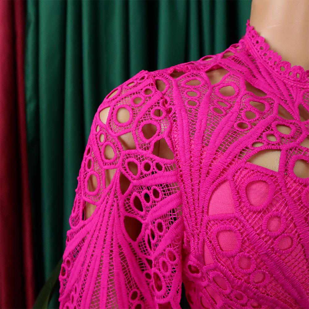 YYFS Women's Fashion Summer Spring Solid Color Print Short Sleeve O-Neck High Waist Casual Dresses