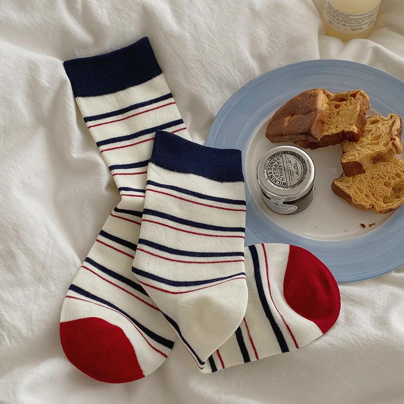 Женские весенне-осенние цветные полосатые милые мультяшные носки-гольфы в колледжском стиле