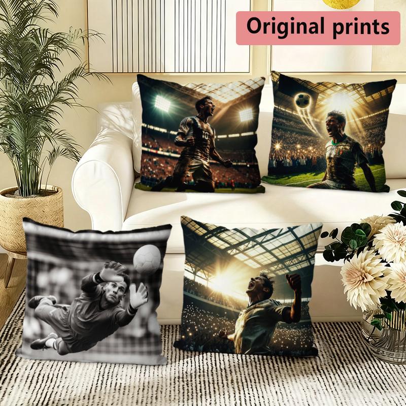 Soccer Stadium Fan Celebrate Goal Throw Pillow Covers Pattern Cushion Cover Suitable For Sofa Bedroom Car Pillow Cover