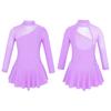 Children Figure Skating Dress Long Sleeves Mock Neck Ice Skating Gymnastics Competition Costume