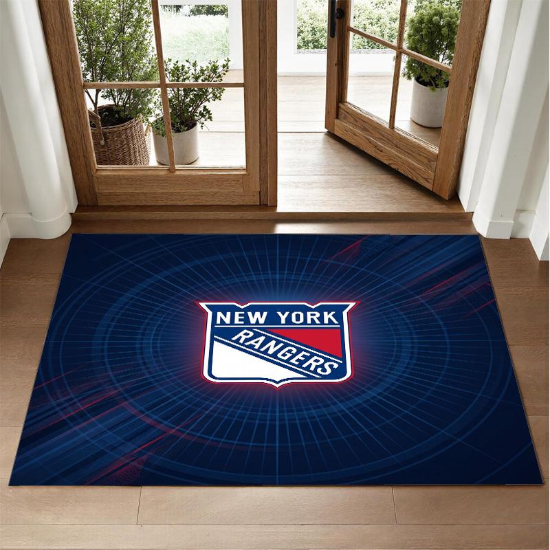 New York Rangers Design Crystal Velvet Rug Soft Decorative Mat for Bedroom Entrance