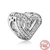 925 Sterling Silver Angel Mom Family Heart Series Shine Beads Fit Original Fashion Charms Bracelets Women DIY Jewelry