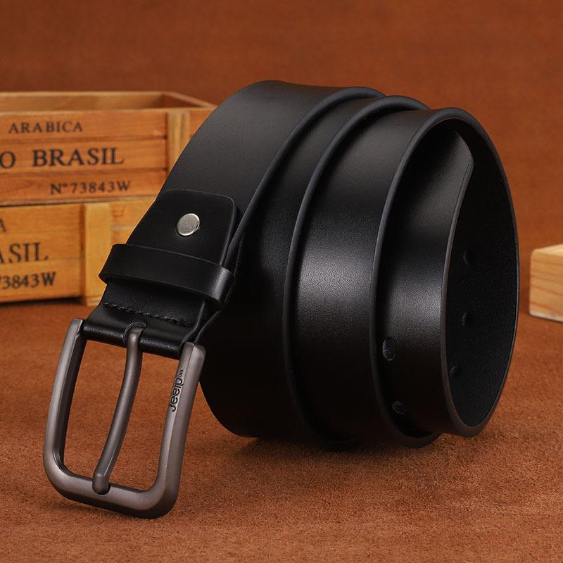 Jeerpink Men'S Leather Pin Buckle, Two-Layer Cowhide Casual Antique Young And Middle-Aged Belt Multi-Colored Belt
