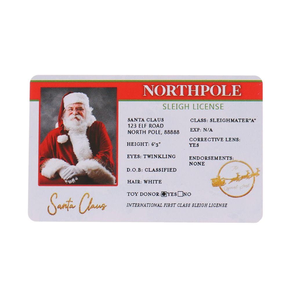 Праздничный атрибут Сани Летящие Водительское удостоверение Рождественский подарок Водительское удостоверение Санта-Клауса Рождественская открытка