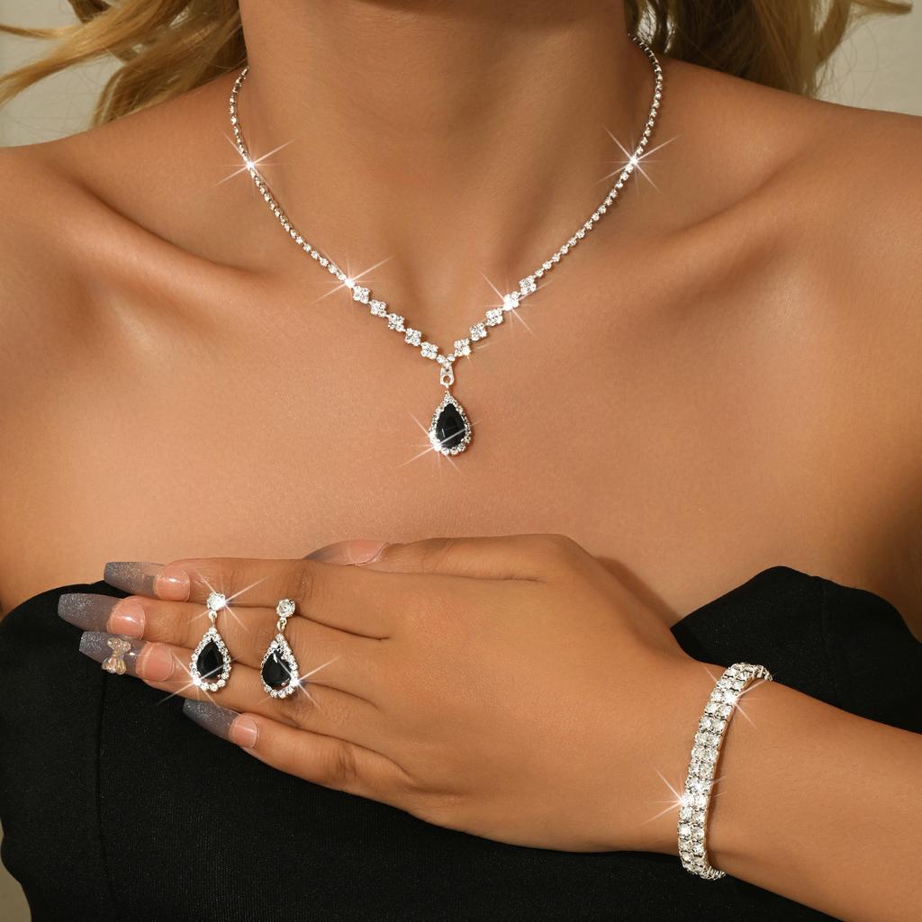 Necklace And Bracelet Accessory Set - Zircon Wedding Accessories Set - Bride's Jewelry Set