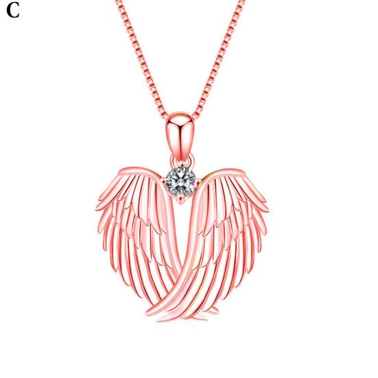 Ожерелье с крыльями ангела, горный хрусталь, крылья хранителя, ожерелье с подвеской, циркон, камень рождения, ювелирное украшение, подарок для нее