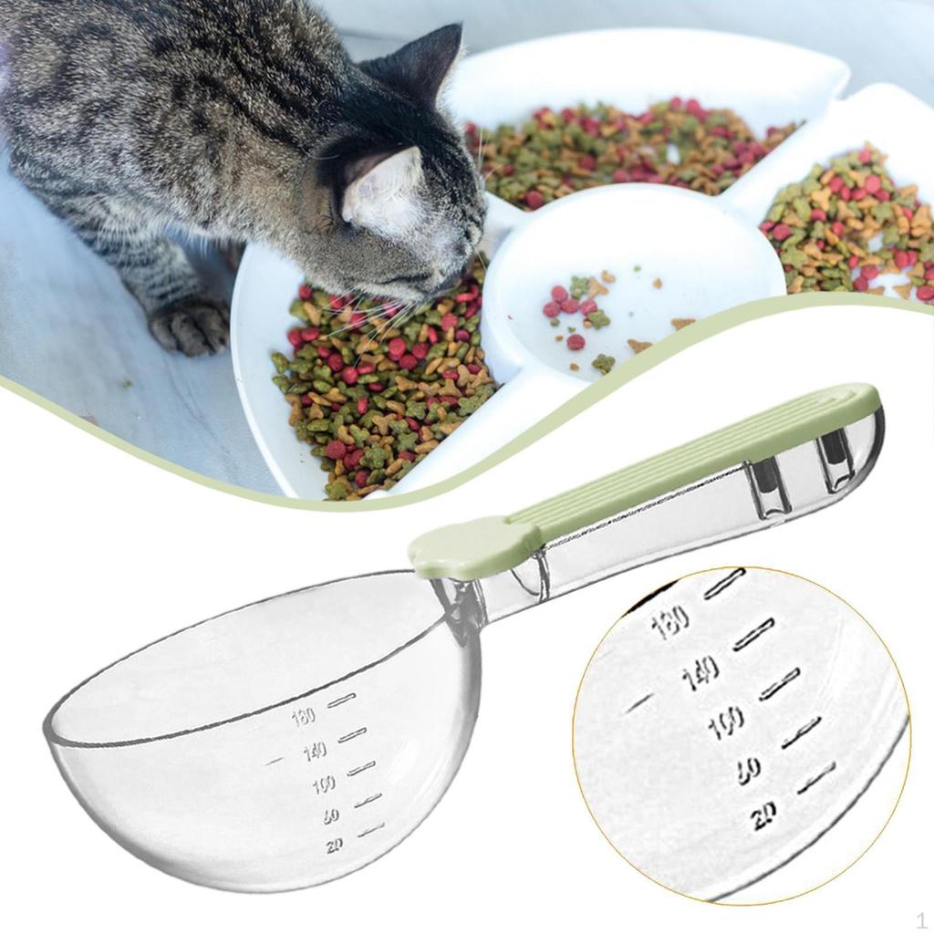 Spoon Ergonomic Handle Clear for Puppy Kitten with Scale Pet Food Measuring Cup Bag Clip