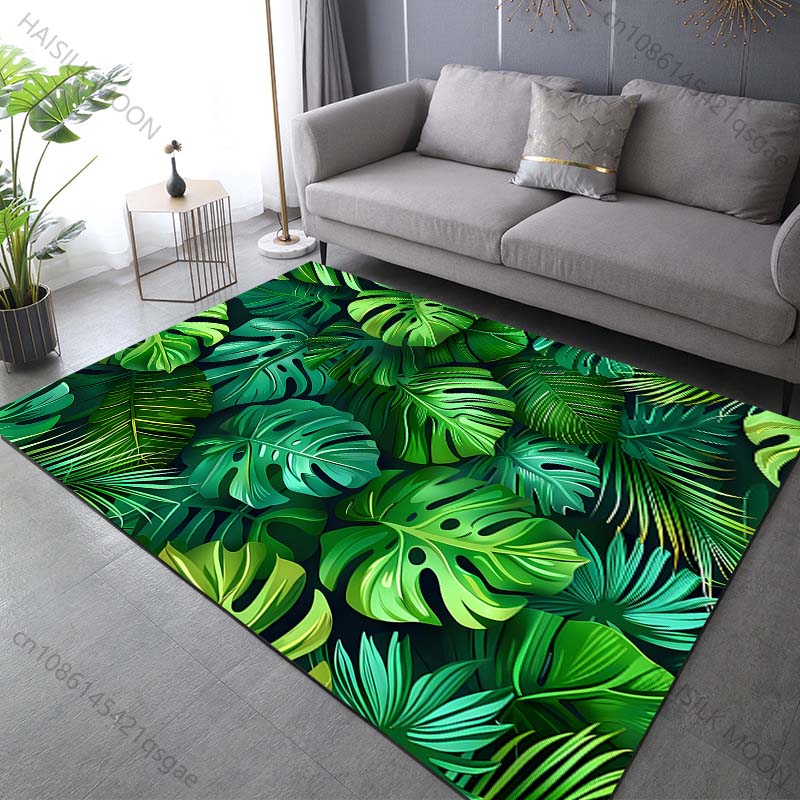 1PC Tropical Rainforest Leaves Carpet for Living Room Bedroom Sofa Home Decor Non-slip Floor Mat Modern Rugs Large Size
