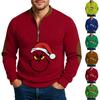 Рождественская мужская повседневная толстовка с длинным рукавом на молнии для улицы