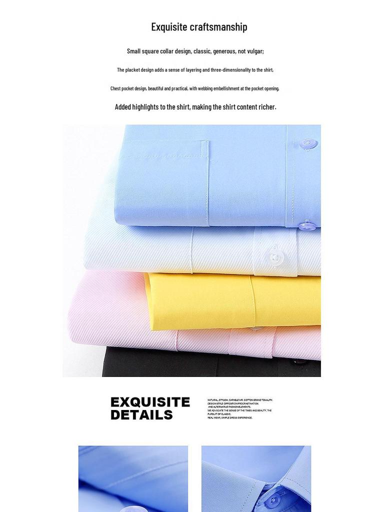 Мужская рубашка с длинным рукавом, не требующая глажки, в синюю полоску, 2025: Деловая одежда весна-осень
