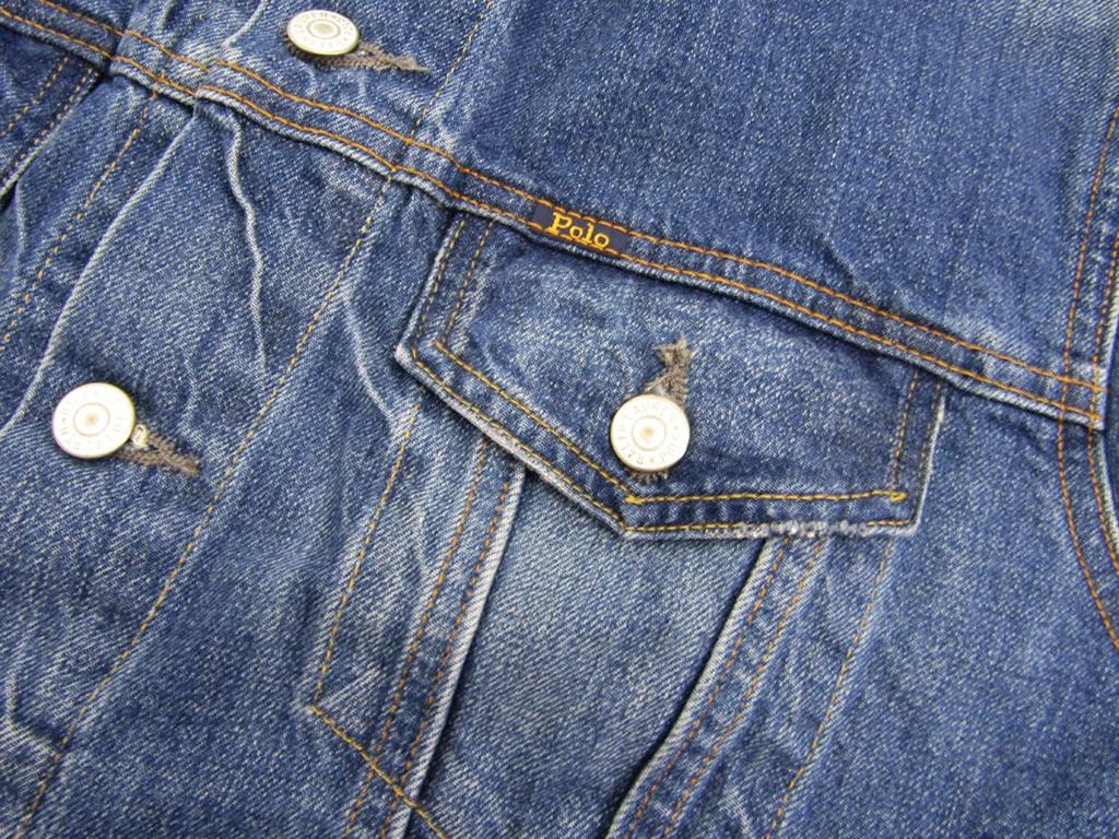 POLO RALPH LAUREN Polo Bear Print Denim Size 0101894 Men's Jacket, L, Blue,