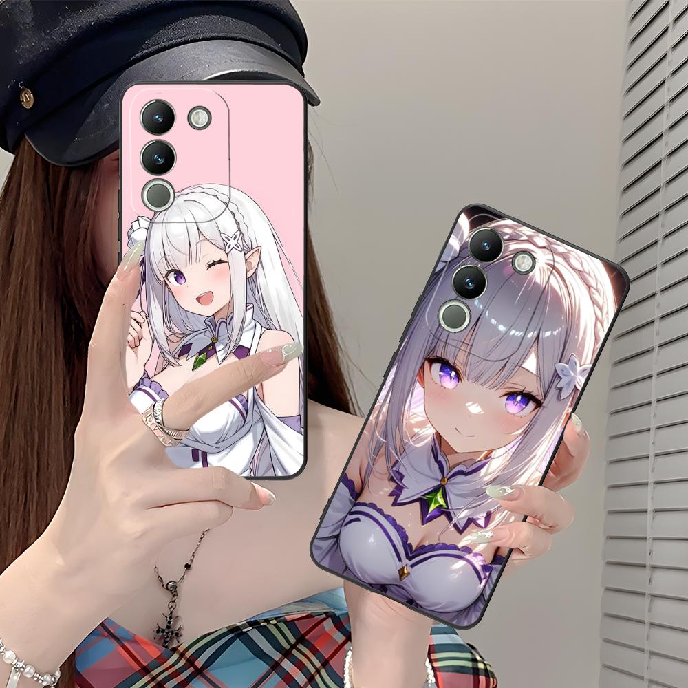 Чехол для мобильного телефона ReZero Emilia Waifu для VIVO V60 V50 V40 V30 V29 V27 V25 V23 Pro Lite 5G Цветной Печатный Чехол Красивый Роскошный