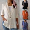 Women Suit Coat Lapel Long Sleeve Single Button Loose Fit Coat Solid Color Thin Work Office Suit Jacket Workwear