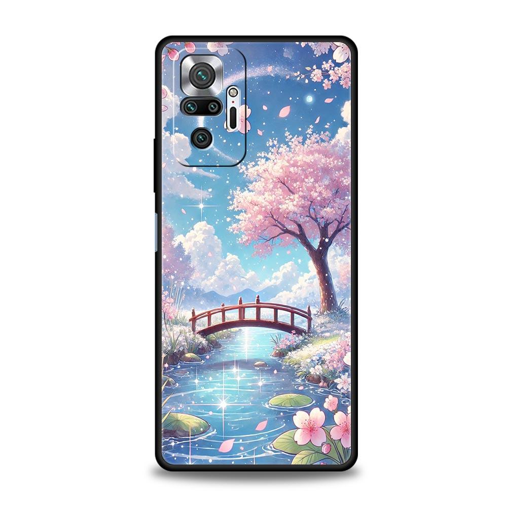 Корейский чехол с цветами для Redmi 14C 10C Note 15 14 13 12 10 11 K40 Pro Plus 5G, противоударный, мягкий ТПУ, чехол-бампер