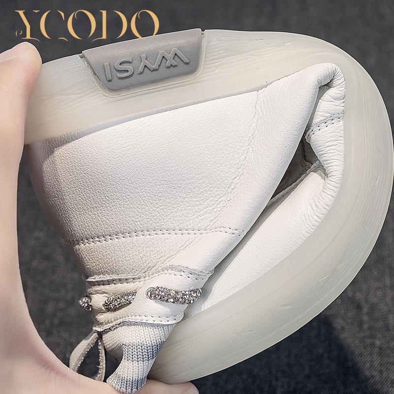 Высокие кожаные туфли. Осень 2023. Маленькие белые туфли. Повседневная обувь на мягкой подошве.