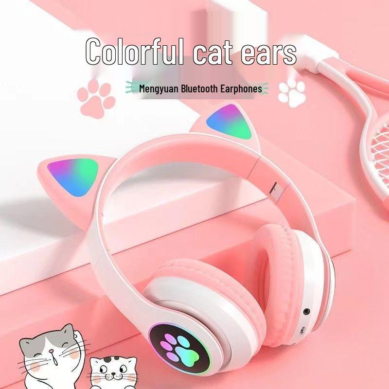 Светящиеся Bluetooth-наушники-повязка с ушками кошки STN28