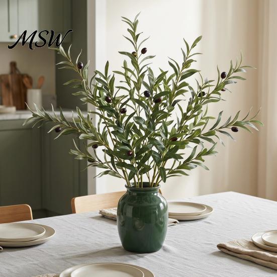 Lush Greenery for Farmhouse Style Faux Olive Branches Vase, Artificial Tree Branches, DIY Fake Wedding Party Background Plants, Realistic Stems,
