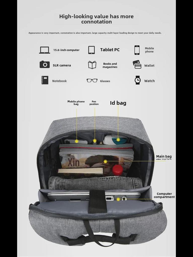 Мужской многофункциональный деловой рюкзак для ноутбука с USB, большой вместимостью, настраиваемым логотипом