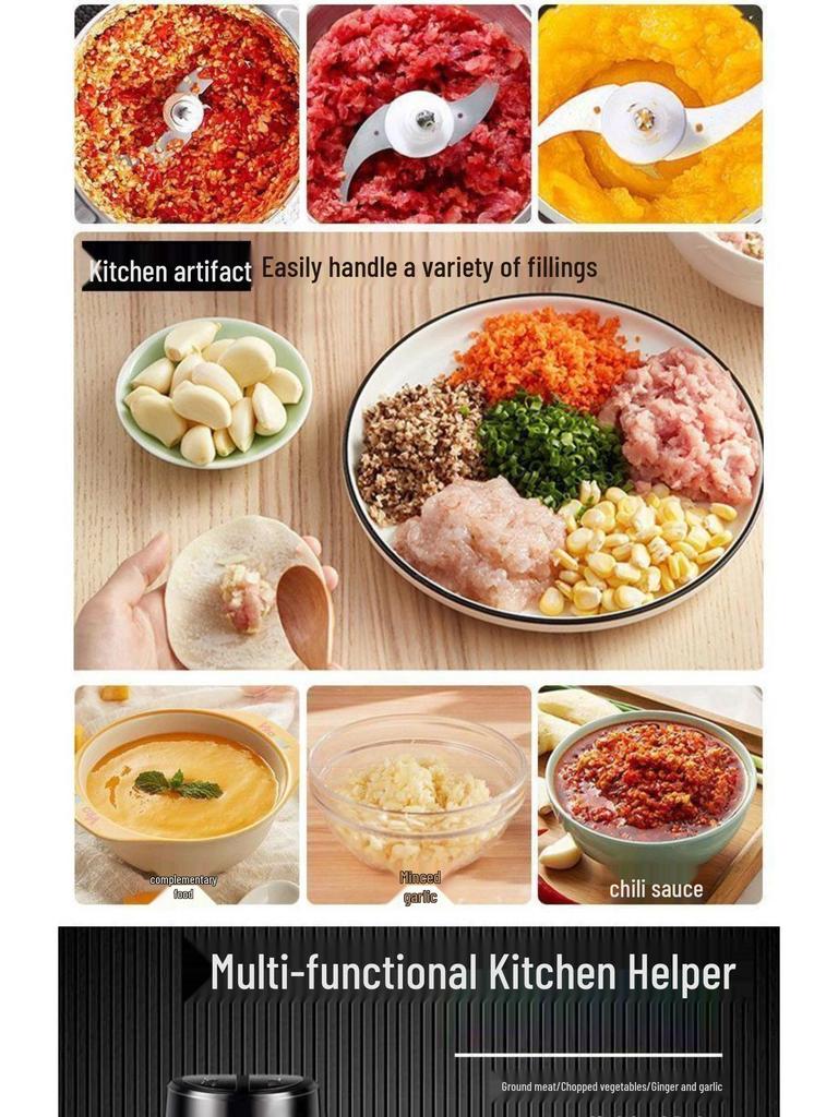 Немецкая электрическая мясорубка и измельчитель овощей - Многофункциональный блендер из нержавеющей стали для чили и приготовления пищи