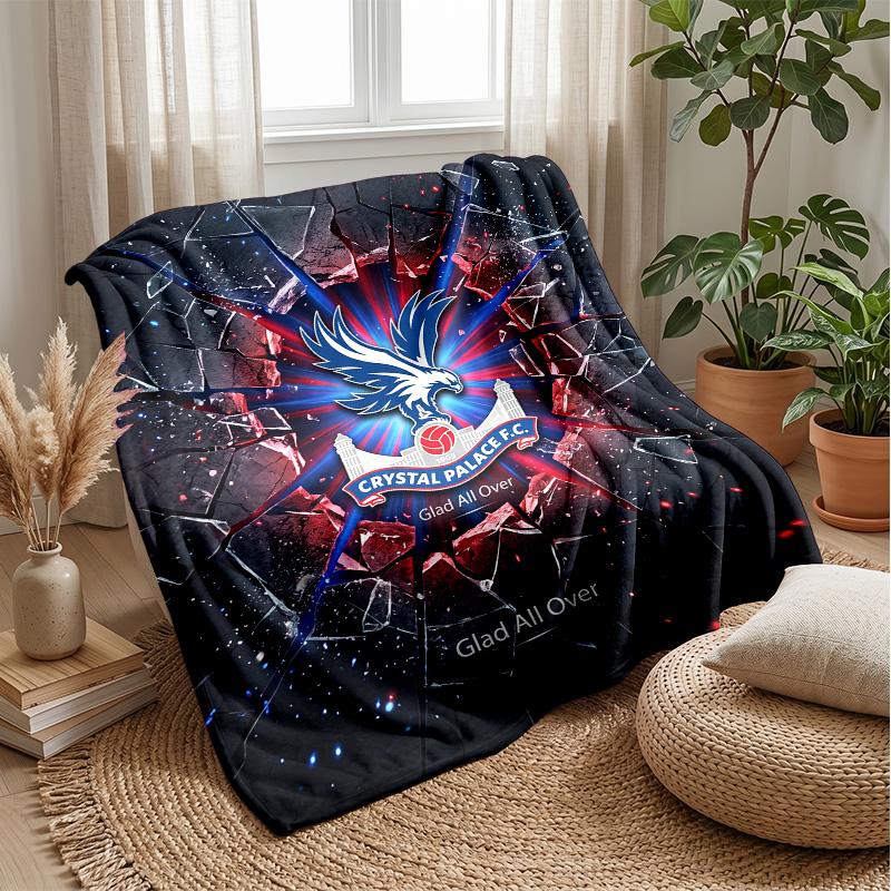 Crystal Palace Football Print Flannel Blanket, Soft Warm Lightweight Throw Blanket for Sofa Bed Camping