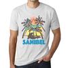 Men’s Vintage Tee Shirt Graphic T Shirt Summer Triangle Sanibel Vintage White