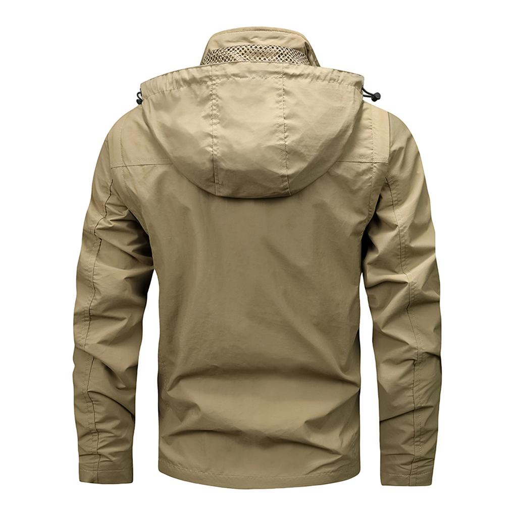 Men's Solid Color Detachable Outdoor Workwear Casual Loose Zipper Pocket Long Sleeve Jacket