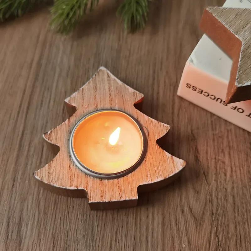 Christmas Wooden Candle Holder Snowflake Candlestick Christmas Decorations for Home Xmas Table Ornaments
