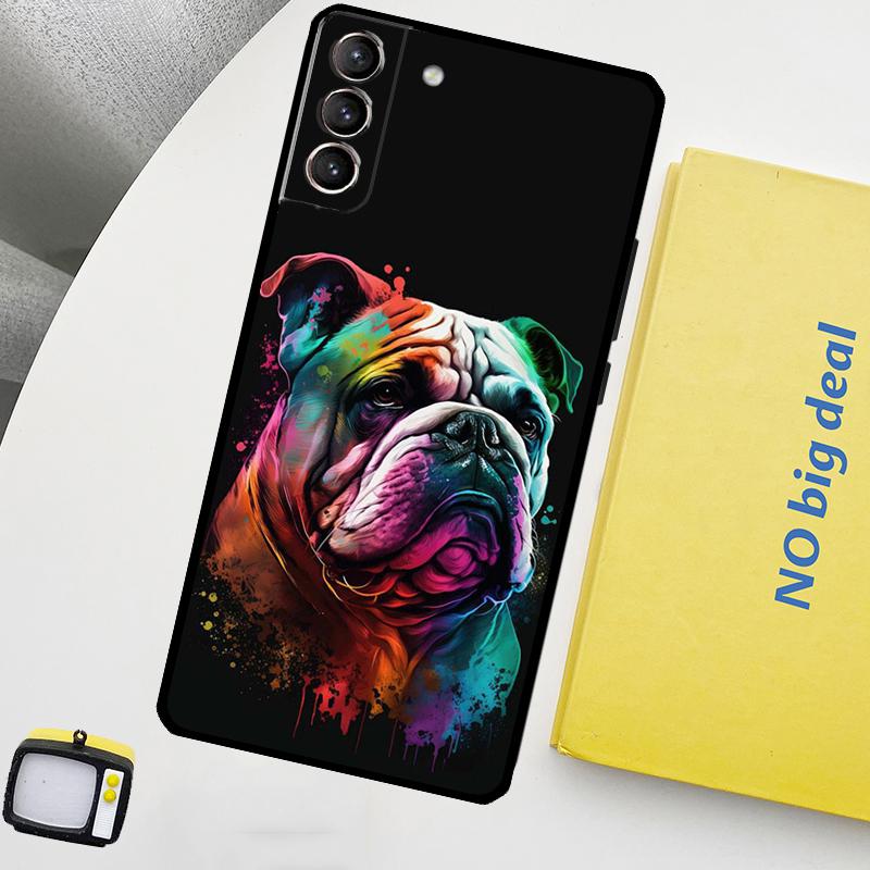 Чехол British Bulldog для Samsung Galaxy S23 Ultra S22 S21 S20 FE Note 20 Ultra S8 S9 S10 Note 10 Plus